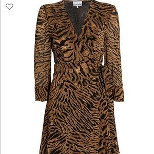 Ganni tiger wrap dress 36